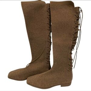 Elegant Brown Lace-Up Over-the-Knee Boots